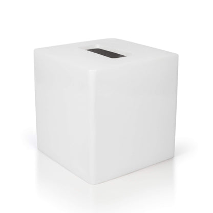 White Tissue Box Cover Square –Heavy Hand-Poured Resin Tissue Box Cover Holder –Home Decor Cube Square Tissue Box Holder with High Gloss Lacquer Finish – Stays Shiny & Won’t Move When Pulling Tissues