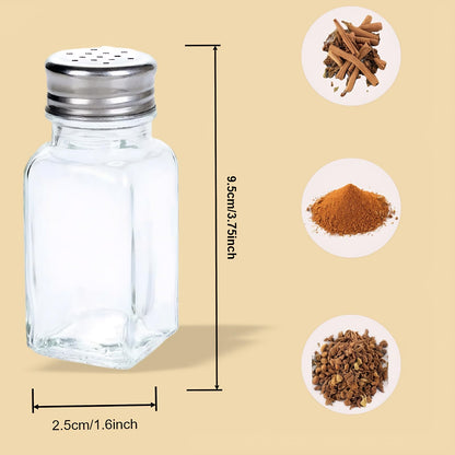 Tebery 16 Pack Clear Salt and Pepper Shakers Glass Set, Retro Style Glass Spice Shakers with Stainless Tops