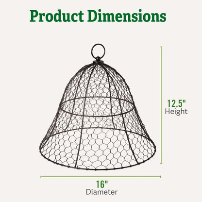 Gardener’s Supply Company Sturdy Chicken Wire Cloche Plant Protector Cover | Sturdy Metal Cage Garden Protection for Your Plants & Seedlings | 16" in Diameter x 12-1/2" H - Black
