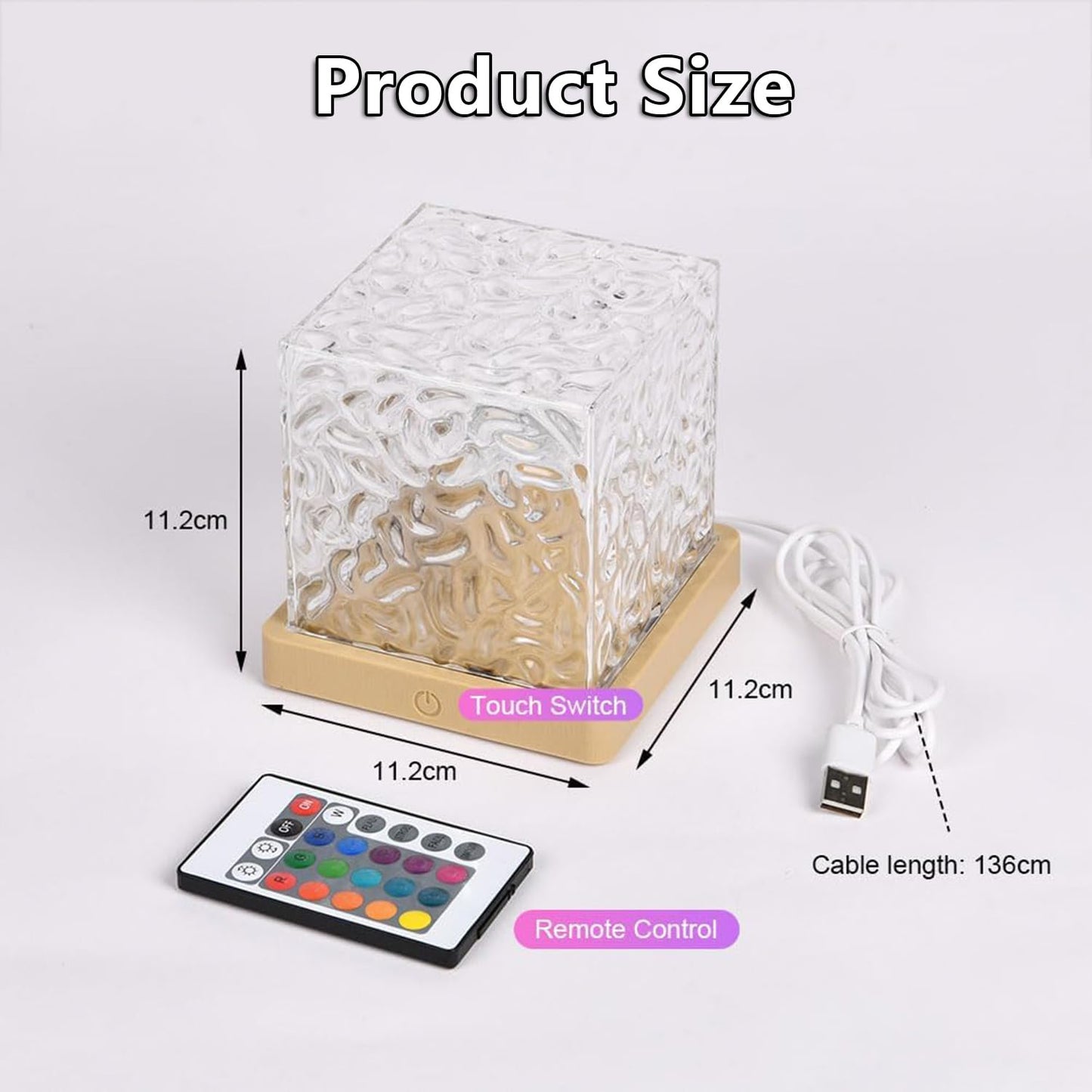 Growalleter Ocean Wave Projector Light, 16-Color Luminorthe Cube Lamp & App Remote, 3D Holographic Water Ripple Romantic Ambient Lighting for Child's Room, Meditation Relaxation, Night Light