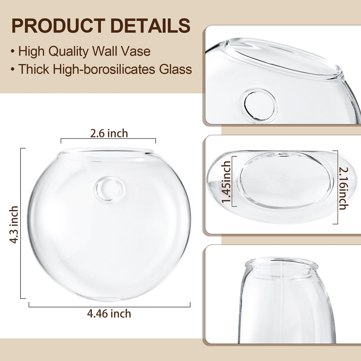 Window Propagation Stations, Oblate Glass Terrariums Planter with Suction Cup Hook, Wall Hanging Planters for Hydroponics Plants, Home, Office, Bathroom, Living Room Decor, Gift for Plant Lovers (2)