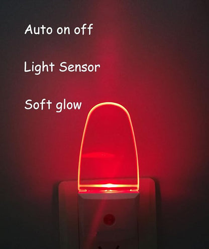 4 Pack Auto Nightlight Lamp with Dusk to Dawn Sensor for Bedroom, Plug in, Red