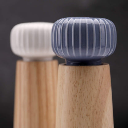 HAIPUSEN Wood and Ceramic Pepper Grinder Set - Salt and Pepper Mill Spice Mill with Adjustable Coarseness, 7 inches (Without Tray)