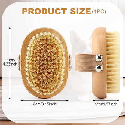 Soft Boar Bristle Pet Palm Brush for Short Haired Dogs and Cats with Band, Reduce Shedding,Ergonomic Dog Brush(Soft dog brush)