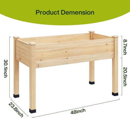 ZIENLIFE Wood Raised Garden Bed, 48x24x30in Elevated Wooden Planter Box with Legs Standing Growing Bed for Backyard, Patio, Balcony with Bed Liner, 200 Pound Capacity 3PCS