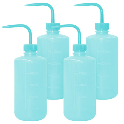 Grosun 4 Packs Tattoo Wash Bottle Water Squirt Squeeze Diffuser Bottles (Light Blue, 500ml)