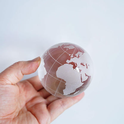 ZEERSHEE 80mm Crystal Earth Globe Ball with Stand World Map Glass Sphere Desk Office Home Decor Glass World Globe Paperweight
