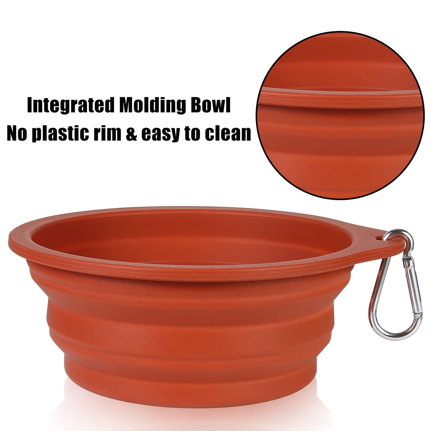 SLSON 2Pack Collapsible Dog Bowl,Integrated Molding Travel Bowl No Plastic Rim Pet Feeding Bowls for Walking Traveling Outdoors,600ML (Navy Blue+Dark Green)