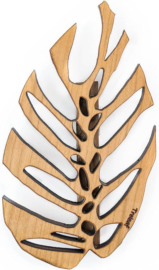 Treleaf Monstrella Wall Clips – Set of 3 Wooden Trellises for Indoor Climbing Plants – Self-Adhesive Plant Wall Fixtures to Create Green Walls – Perfect for Pothos & Vining Houseplants