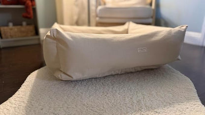 Rectangular Natural Cotton Canvas Dog Bed with Raw Cotton Insert – Eco Friendly Pet Bed with Removable Washable Cover, Breathable Cushion for Dogs & Cats (Natural, XXX Large 53" × 40" × 8")