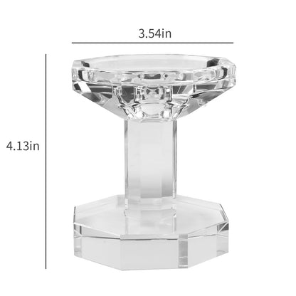 Kitcom Crystal Taper/Pillar Candle Holders Set of 2, 4.1 Inches Height, Heavy Solid Hand Cut Candlesticks Set, Table Centerpieces for Home Decor, Clear