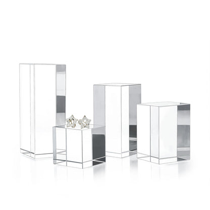 Clear Polished Glass Cube Photo Props, Transparent Solid Glass Display Blocks for Photography Boutique Jewelry Cosmetic Crafts Closet Show, 4 Pack (Transparent Cube)