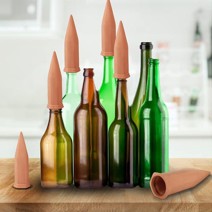 Tcamp 15 Pack Terracotta Watering Spikes, Plant Watering Devices Wine Bottle Automatic Plant Self Watering Spikes for Vacations, Self-Watering Stakes for Indoor Outdoor Plants