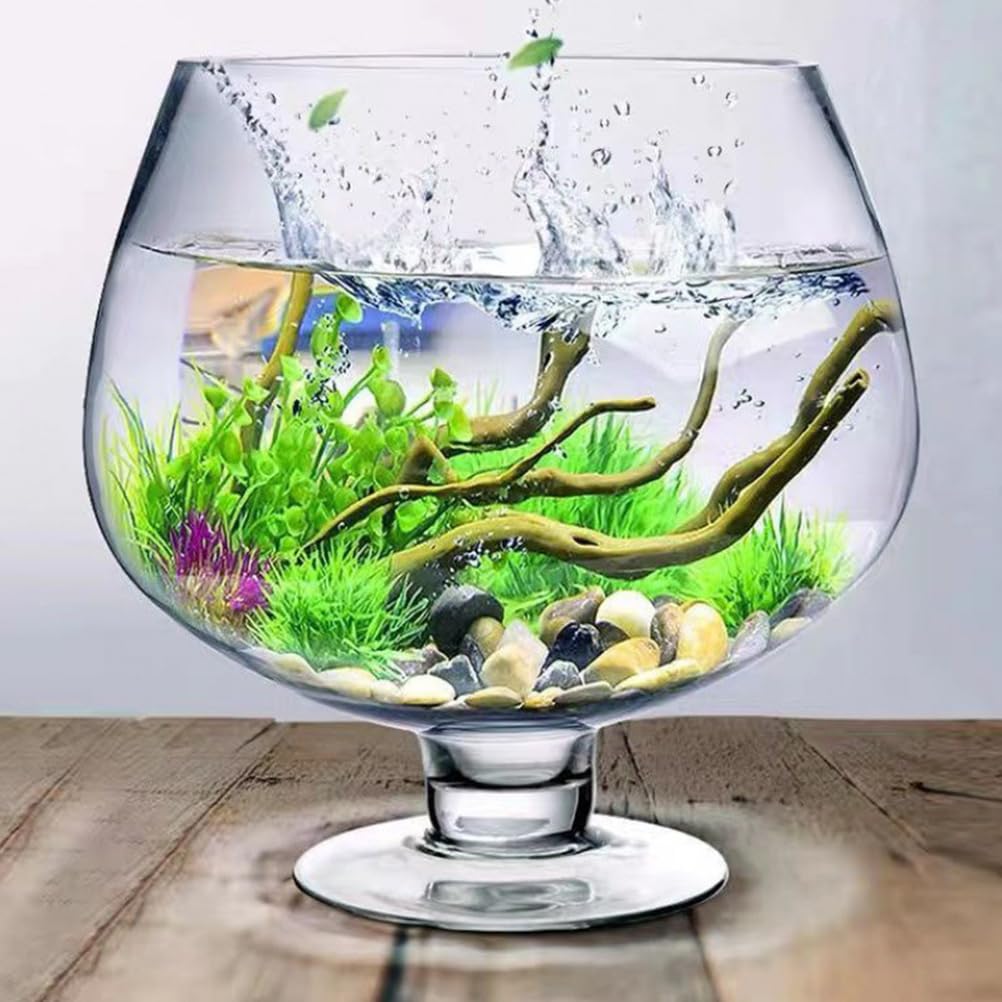 BESPORTBLE Glass Fish Bowl Vase - Clear Bubble Planter Terrarium Fish Bowl Wine Goblet Shaped Vase Transparent Hydroponic Bulb Floral Container