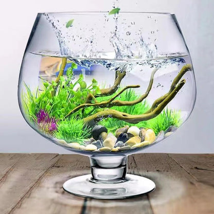 BESPORTBLE Glass Fish Bowl Vase - Clear Bubble Planter Terrarium Fish Bowl Wine Goblet Shaped Vase Transparent Hydroponic Bulb Floral Container