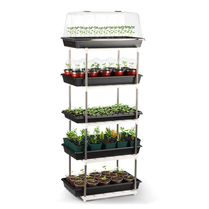 RooTrimmer 5 Layer Seed Starter Tray, Plant Stand, Storage for Nursery Pot Seedling Cell Tray Container Indoor/Outdoor Plant Rack Holder (White)