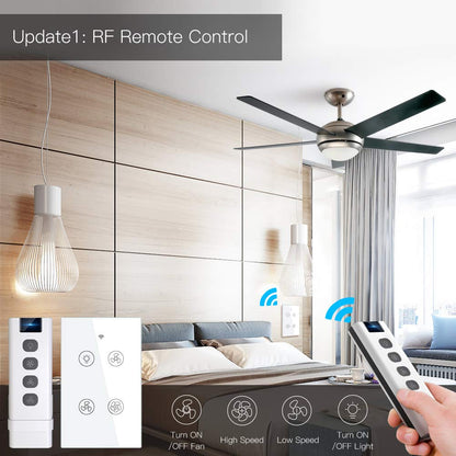 MoesGo WiFi RF Smart Light Dimmer Switch 2/3 Way Muilti-Control Association Smart Life/Tuya APP Relay Status Backlight Switch Off RF Remote Control,Compatible with Alexa Google Voice Assistants White