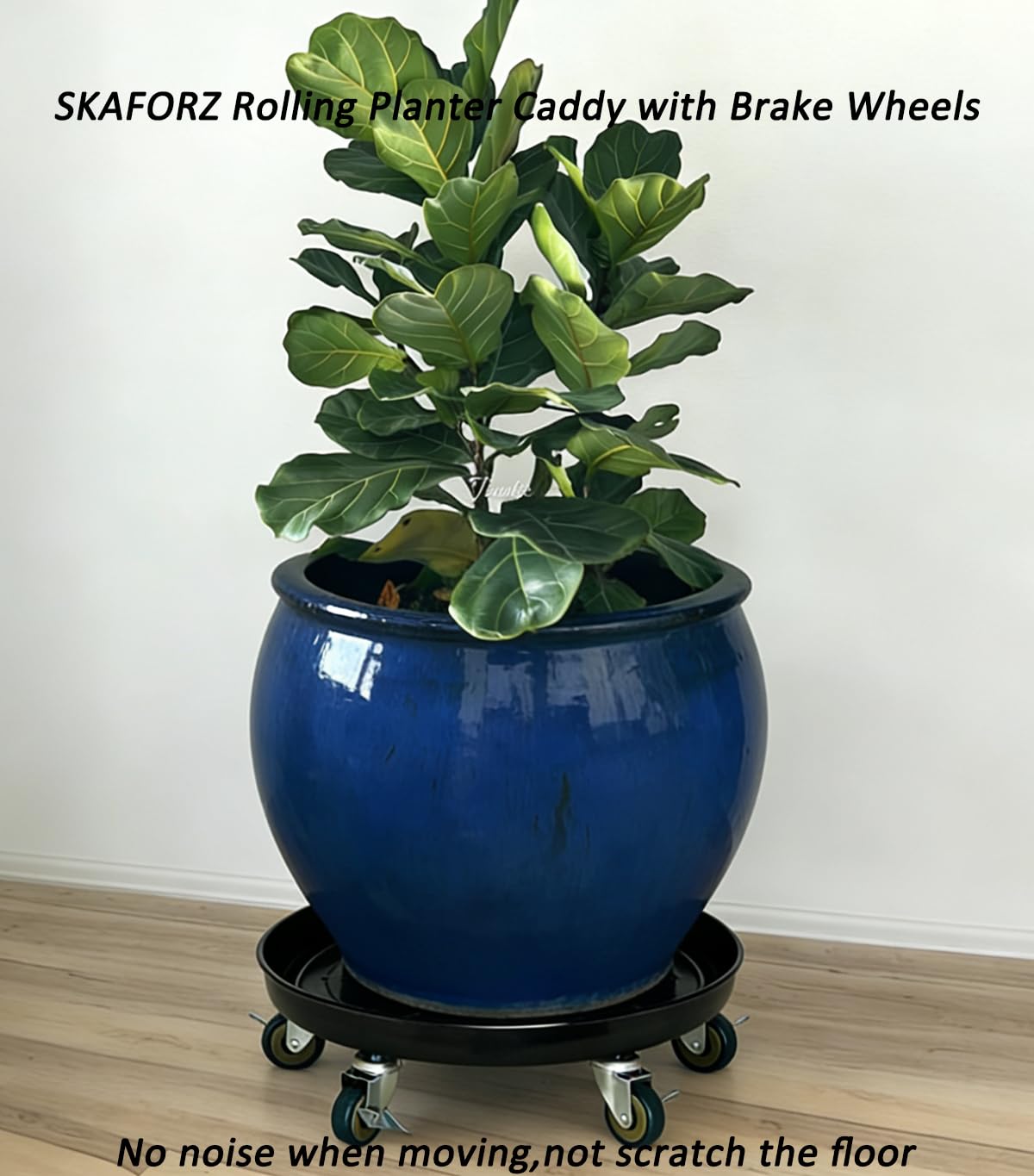 SKAFORZ Rolling Planter Caddy(570lbs Capacity), Heavy Duty Metal Plant Stand with Brake Wheels Plant Dolly Mover Plant Pot Tray Saucer for Indoor Outdoor 20 Inches Black