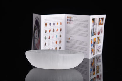 AMOYSTONE Natural Selenite Bowl Leaf Shaped 4" - Charging Tray for Crystals Creative Dish Jewelry Storage Bowls for Home Decor