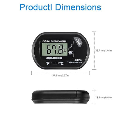 Aquarium Thermometer LCD Digital Fish Tank Thermometer with Water-Resistant Sensor Probe and Suction Cup for Turtle Incubators Terrarium Water Thermometer