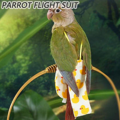 4pcs Bird Diaper Cute Printed Parrots Flight Suit with Bowknot Parrot Nappy Reusable Pigeon Pants Cockatiel Clothes for Parakeet Mini Macaw Budgie Canary - L