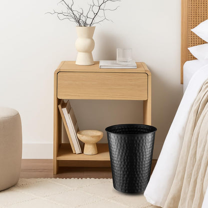 Monarch Abode Metal Bathroom Trash Can – Waste Basket for Bedroom, Office Desk, & Dorm, Hand Hammered, Durable Decorative Black Small Trash Can Bathroom Garbage Bin Wastebasket