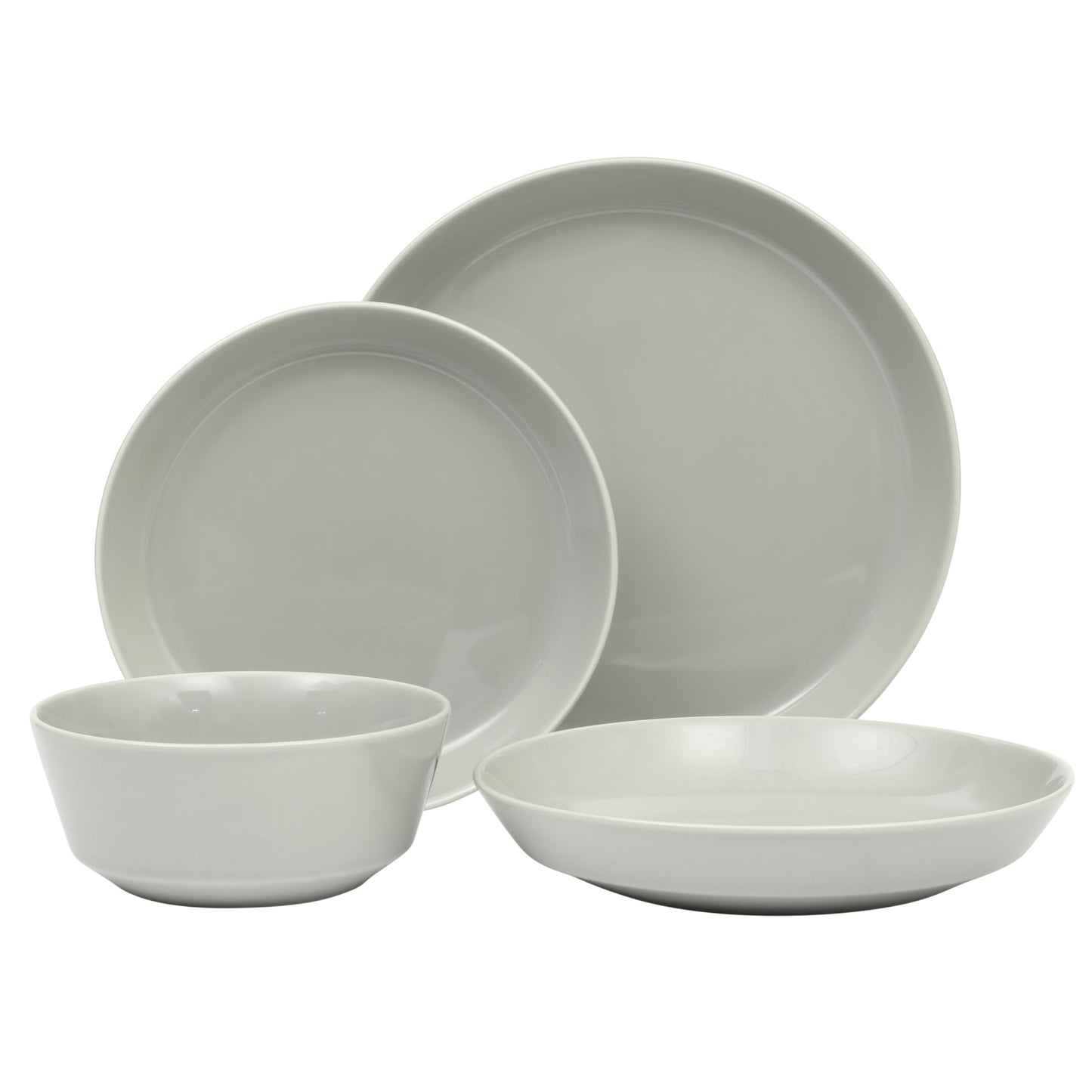 Gibson Home Summer Shades 16 Piece Plates and Bowls Dishes Service for 4 Porcelain Dinnerware Set - White