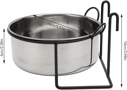 GOTOTOP Stainless Steel Coop Cup, Hanging Pet Bowl Food Water Feeder with Hook for Dogs Cats Birds Rabbits in Crate Cage Kennel