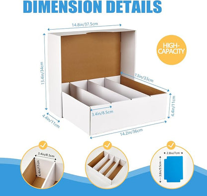 4 Pack Sports Card Boxes 3120 Count Cardboard Card Storage Box White Bulk Card Storage Baseball Card Boxes with 10 Dividers Sports Cards Storage Box for Card Game Baseball Card Storage Boxes