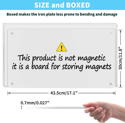 Magnetic Board,17.1" x 11.8" Magnet Display,for Magnets and Bulletin Board,Suitable for Wall, Refrigerator, Compartment, Cabinet etc,Comes with Dual Lock Tape for Easy Hanging (White)