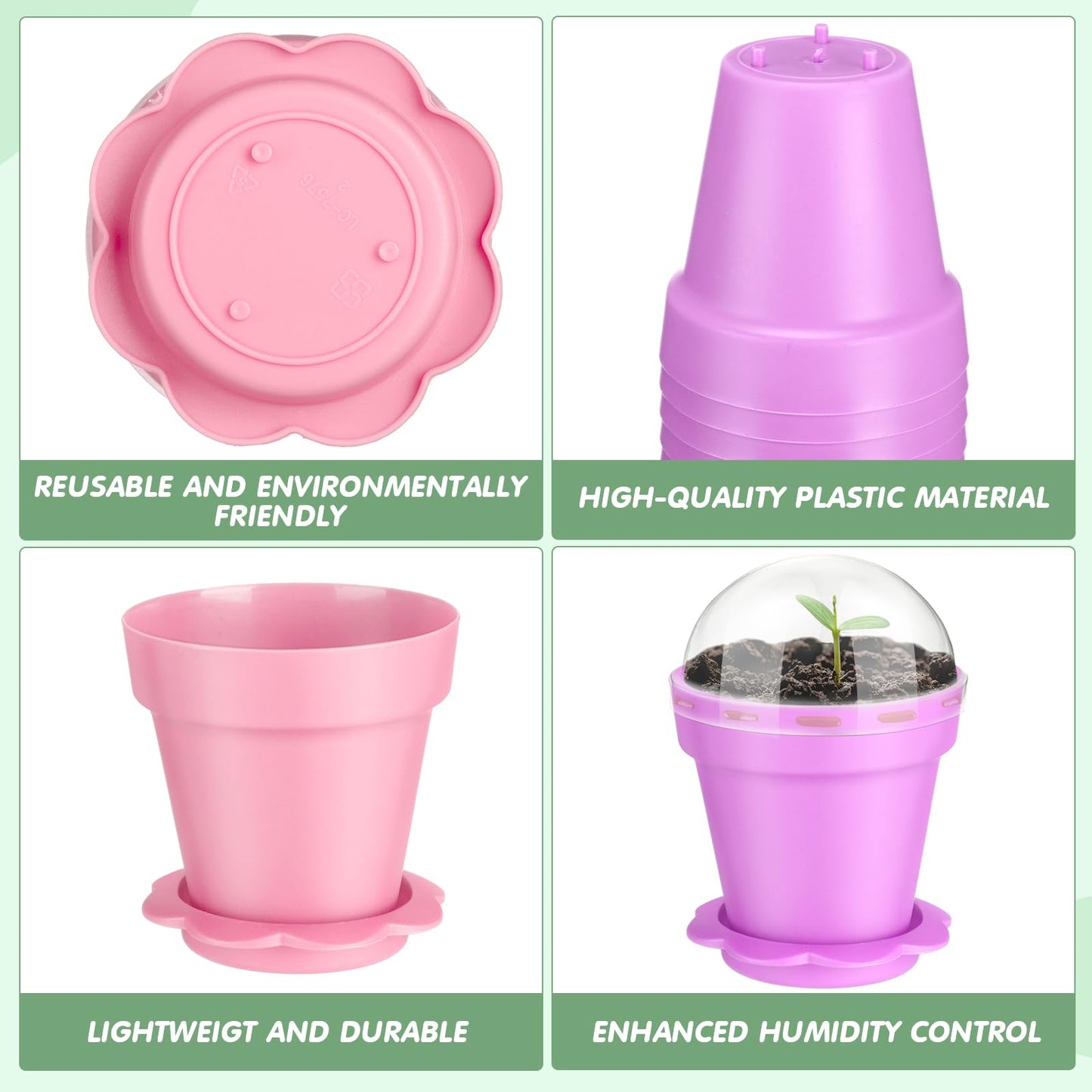 Domensi 80 Pcs 3" Cupcake Plant Nursery Pots with Humidity Dome and Saucer Small Plastic Gardening Pot Plant Containers Cups Seedling Planter Seed Starter Pots for Flower Succulent Indoor (Multicolor)