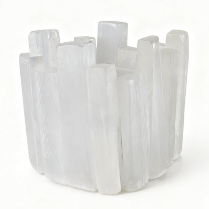 Selenite Tea Light Holder, Natural Selenite Crystal Candle Holders with Different Shapes, for Home Decor, Meditation, Yoga, Reiki, Gifts (Square Irregular Cup)