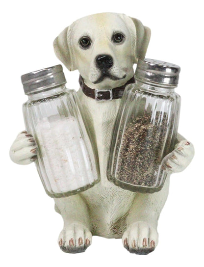 Ebros Pup And Spice Cute Wide Eyed Labrador Puppy Dog Hugging Glass Salt And Pepper Shakers Holder Figurine Whimsical Cartoon Pet Fawn Labradors Decor Statue