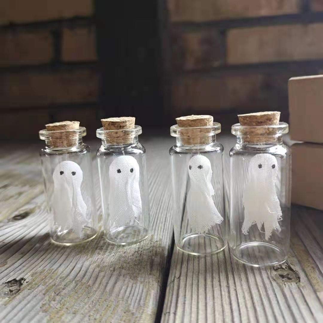 LFaize Pack of 2,Little Ghost in a Bottle,Miniature Ghost, Halloween,Ghost gift,Funny Pet Ghost