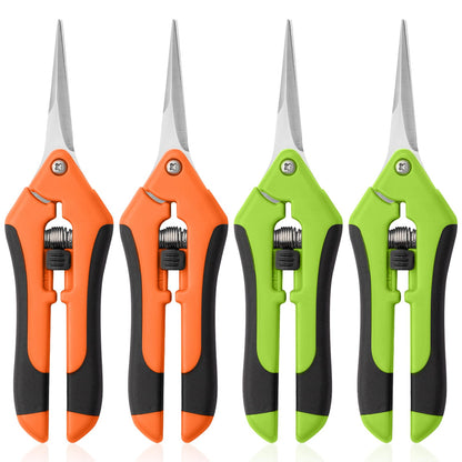 4 Pack Garden Pruning Shears, Stainless Steel Shears, Gardening Shears Scissors Pruning Shears for Gardening Tools (2pcs Green+2pcs Orange)