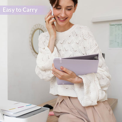 SKYDUE 3 Ring Binder with Clipboard 1 Inch, 13.2" × 10.2" PU Clipboard Binder with Notepad & 5 Dividers with 5 Pockets, Labels, Clipboard Folder Great for School Office (Fit Letter Sized Paper)