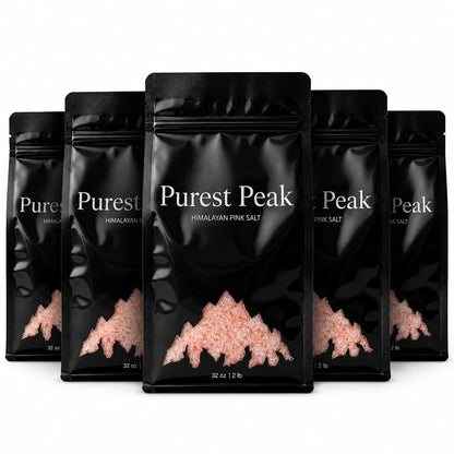 Purest Peak Fine Grain Himalayan Pink Salt, 32 Oz Bag Pack of 5 – Pure Gourmet Food Grade Chef Salt, Fine Grain Sea Salt, Natural Rock Salt, Kosher, Vegan, and Gluten Free