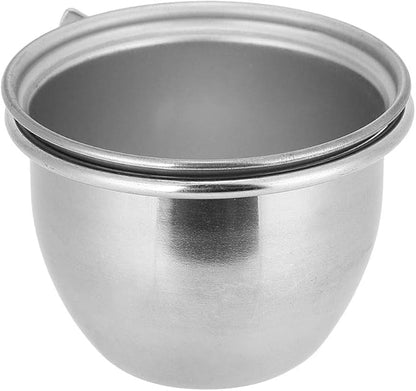 Cage Bird Feeder,Bird Food Bowl, Bird Food Cups,Stainless Steel Parrot Food and Water Coop Cup Bird Feeding Dish Feeder with Clamp Holder(7.5cm)