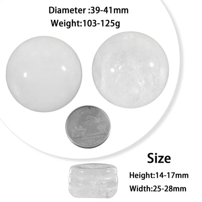 TUMBEELLUWA 1.57" Natural Round Rock Crystal Crystal Ball Sculpture with Stone Stand, Decorative Stone Sphere Figurine for Fengshui, Home Decor and Divination