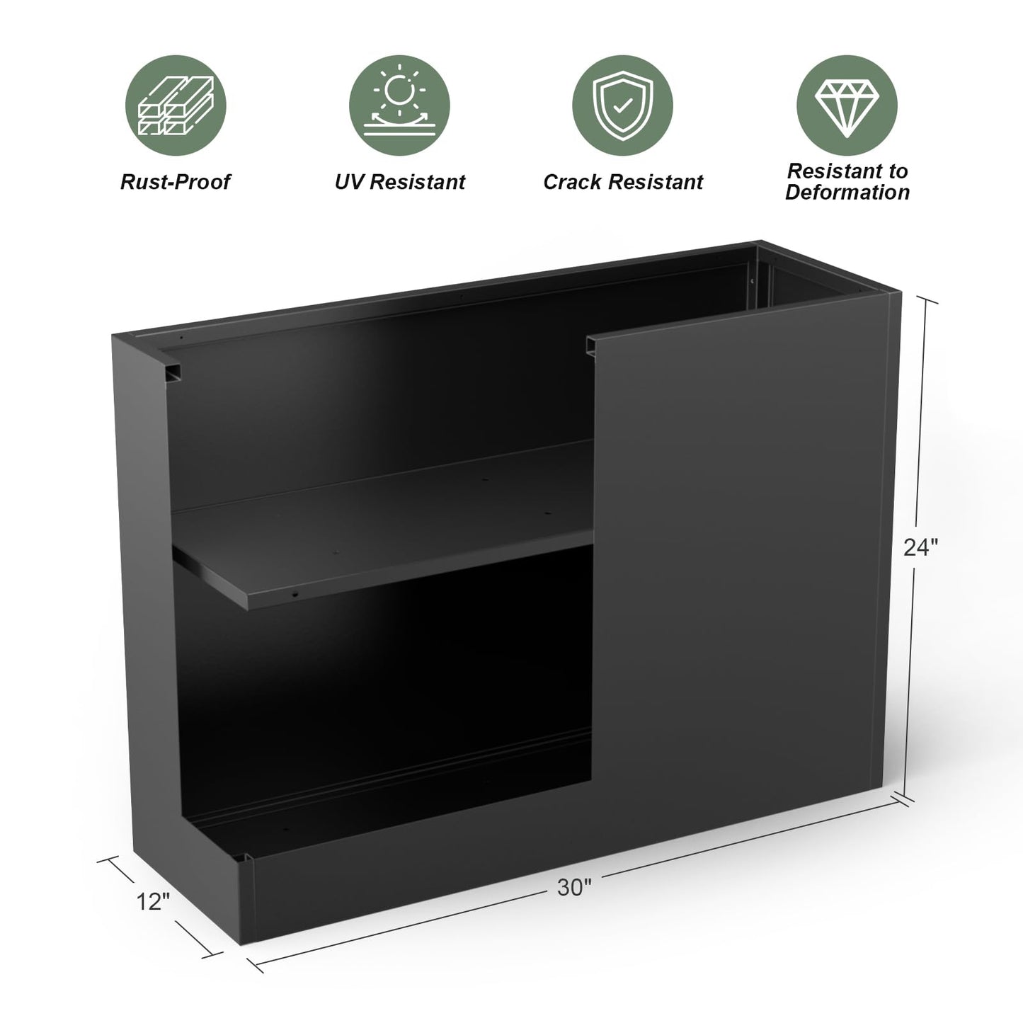 Baotree Metal Large Planter Box 30" L x 12" W x 24" H, Heavy Duty Tall Rectangle Outdoor Planter Box with Removable Insert Shelves for Porch, Garden, Patio, Yard (Black)