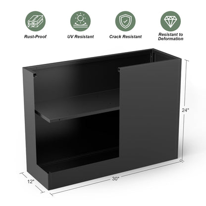 Baotree Metal Large Planter Box 30" L x 12" W x 24" H, Heavy Duty Tall Rectangle Outdoor Planter Box with Removable Insert Shelves for Porch, Garden, Patio, Yard (Black)