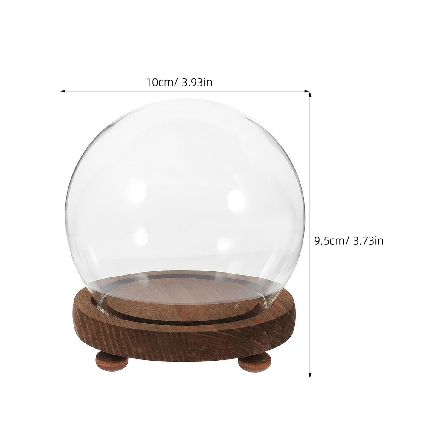 HOLIDYOYO Clear Glass Cloche Display Dome Bell Jar with Wood Base Diy Snow Globe Kit Keepsake Display Case Terrarium for Preserved Plant Succulent Craft 3.9 Inch