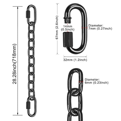 BeneLabel 2Pcs 28 inch Black Heavy Duty Hanging Chains with 4 Carabiners 1000 LB Capacity Hanging Hammock Chair Hardware Extension Chain for Swing, Hanging Chair, Punching Bags, Indoor and Outdoor