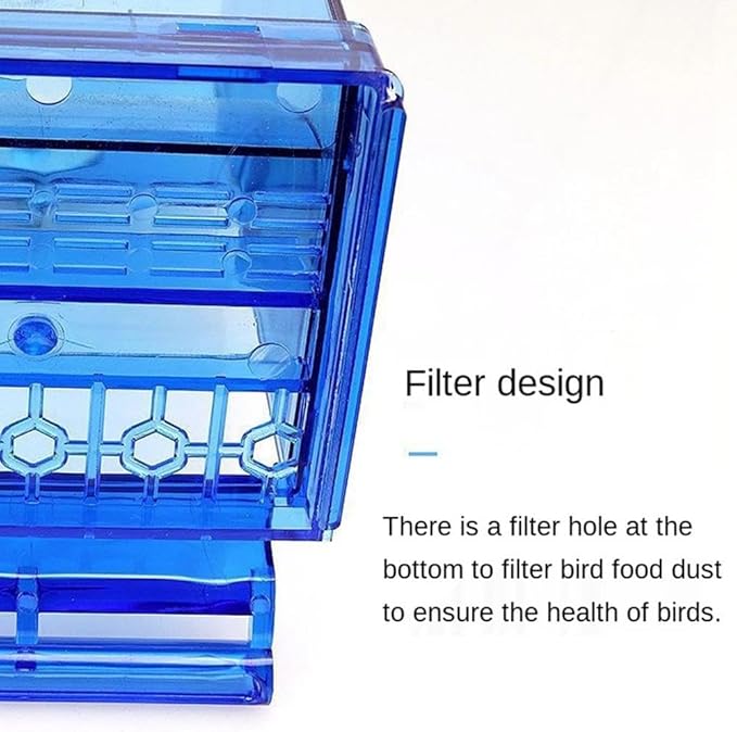 No Mess Bird Feeder for Cage,Automatic Parrot Feeder Cage Accessories,Transparent Parakeet Seed Container Food Feeder Drinker for Cage,No-Spill Transparent Bird Feeder (Clear)