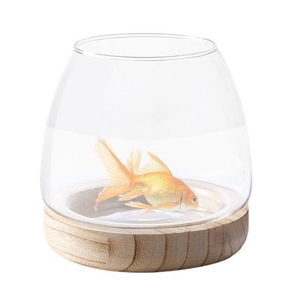 Hydroponic Vase - Durablee Hydroponic Plant Vase, Transparent Glass Fish Bowl Vase with Wooden Support | Wide Mouth Terrarium Flower Vase, Glass Hydroponic Planter Clear Fish Bowl for Home Decoration