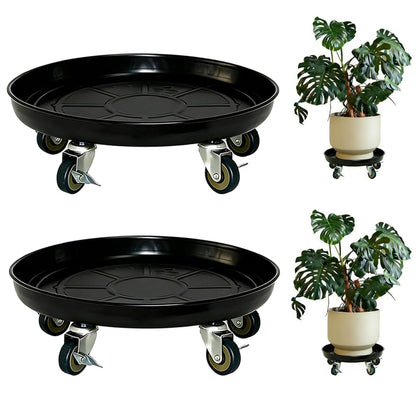 SIAMO 16" Heavy Duty Plant Caddy (430lbs Capacity)-Lockable Non-Scratch Swivel Casters Rolling Plant Stand Saucer for Large Ceramic Planters & Heavy Trees Indoor & Outdoor,2-Pack,Black