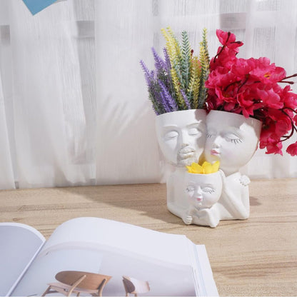 WLDOCA Head Planter Face Pots for Plants, Family Face Planters Novelty Face Vase, Unique Flower Pots Decorative Plant Planters for Indoor Outdoor Home Garden Succulents Cactus,A