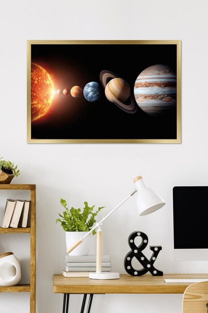 Science - Solar System Planets 26 Wall Poster, 34L" x 22.4W", Gold Framed Version