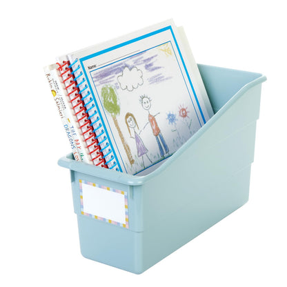 Really Good Stuff Durable Book and Binder Holders- Set of 6 Boho Colors - Plastic Storage Bins for Classroom and Office - File Folder Organizer, Magazine Holder, Book Display