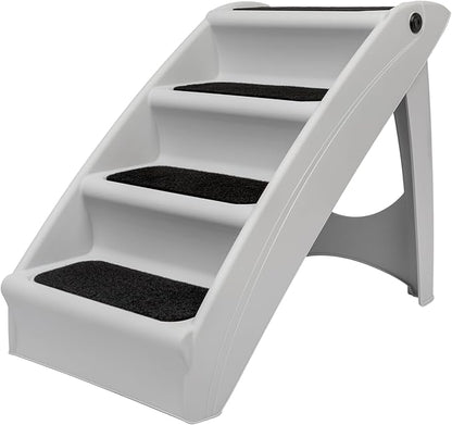 PetSafe CozyUp Folding Dog Stairs, Portable Indoor/Outdoor Pet Steps for Bed, Couch & Car, Grey, 20 Inch